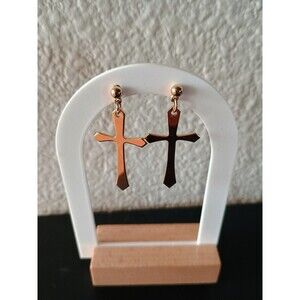 Vintage 1960s New Old Stock Yellow Gold Plate Cross Earrings